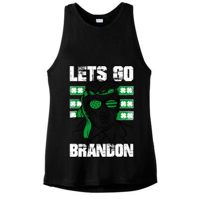 Lets Go Brandon St Patrick's Day Trump Beer America Flag Ladies PosiCharge Tri-Blend Wicking Tank