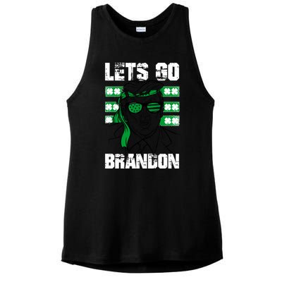 Lets Go Brandon St Patrick's Day Trump Beer America Flag Ladies PosiCharge Tri-Blend Wicking Tank