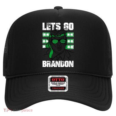 Lets Go Brandon St Patrick's Day Trump Beer America Flag High Crown Mesh Back Trucker Hat