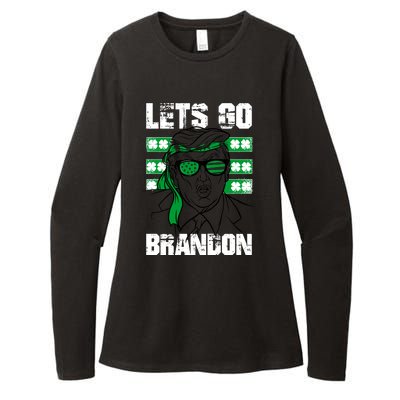 Lets Go Brandon St Patrick's Day Trump Beer America Flag Womens CVC Long Sleeve Shirt