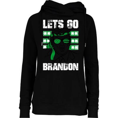 Lets Go Brandon St Patrick's Day Trump Beer America Flag Womens Funnel Neck Pullover Hood