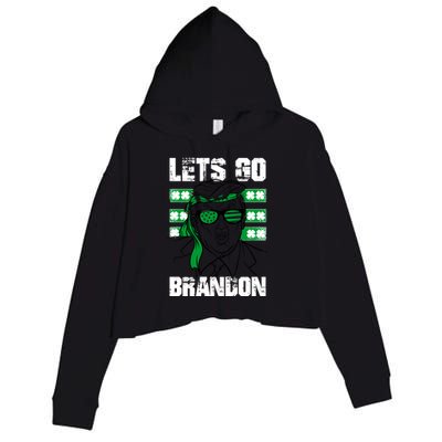 Lets Go Brandon St Patrick's Day Trump Beer America Flag Crop Fleece Hoodie