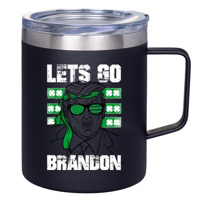 Lets Go Brandon St Patrick's Day Trump Beer America Flag 12oz Stainless Steel Coffee Mug