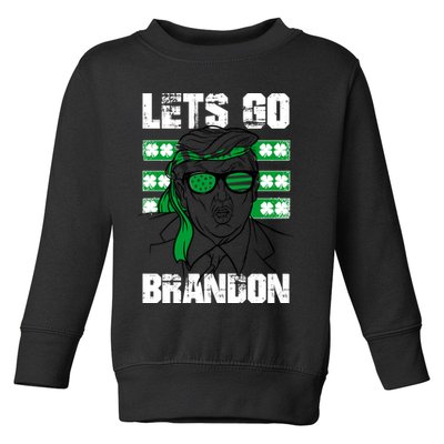 Lets Go Brandon St Patrick's Day Trump Beer America Flag Toddler Sweatshirt