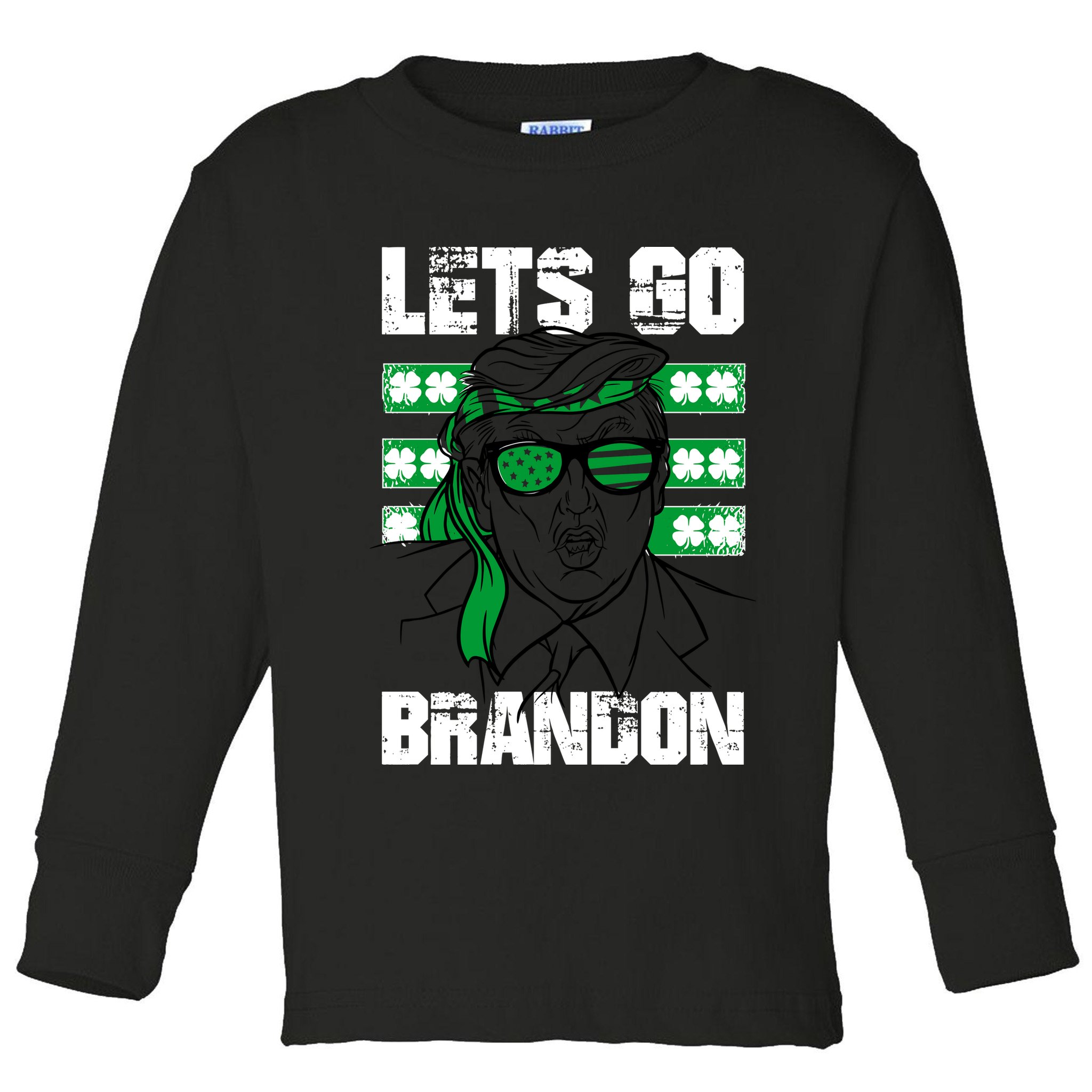 Lets Go Brandon St Patrick's Day Trump Beer America Flag Toddler Long Sleeve Shirt