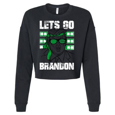 Lets Go Brandon St Patrick's Day Trump Beer America Flag Cropped Pullover Crew