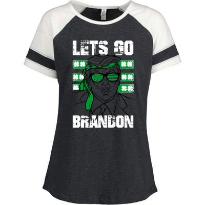 Lets Go Brandon St Patrick's Day Trump Beer America Flag Enza Ladies Jersey Colorblock Tee