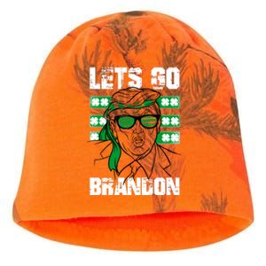 Lets Go Brandon St Patrick's Day Trump Beer America Flag Kati - Camo Knit Beanie