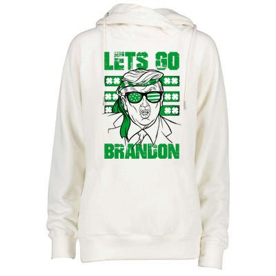 Lets Go Brandon St Patrick's Day Trump Beer America Flag Womens Funnel Neck Pullover Hood