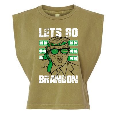 Lets Go Brandon St Patrick's Day Trump Beer America Flag Garment-Dyed Women's Muscle Tee