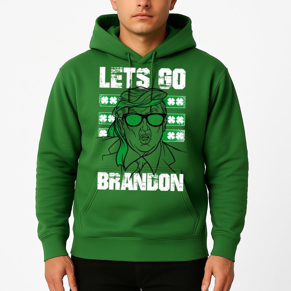 Lets Go Brandon St Patrick's Day Trump Beer America Flag Hoodie