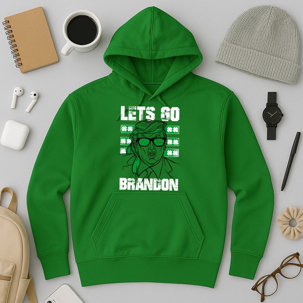 Lets Go Brandon St Patrick's Day Trump Beer America Flag Hoodie