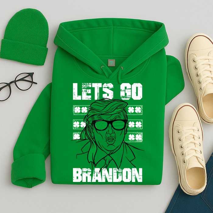 Lets Go Brandon St Patrick's Day Trump Beer America Flag Hoodie