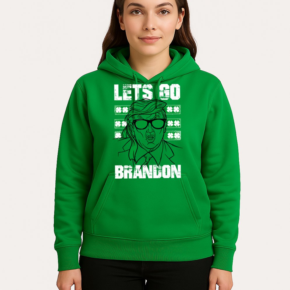 Lets Go Brandon St Patrick's Day Trump Beer America Flag Hoodie