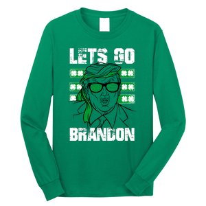 Lets Go Brandon St Patrick's Day Trump Beer America Flag Long Sleeve Shirt