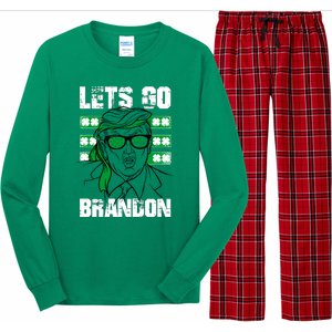 Lets Go Brandon St Patrick's Day Trump Beer America Flag Long Sleeve Pajama Set