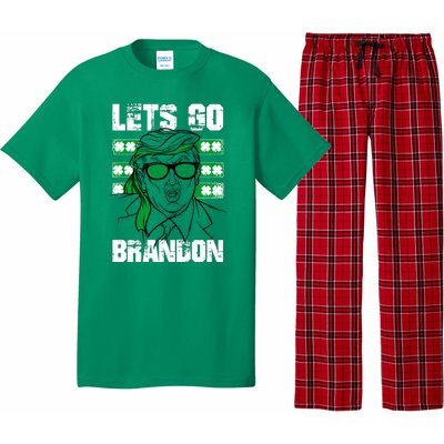 Lets Go Brandon St Patrick's Day Trump Beer America Flag Pajama Set