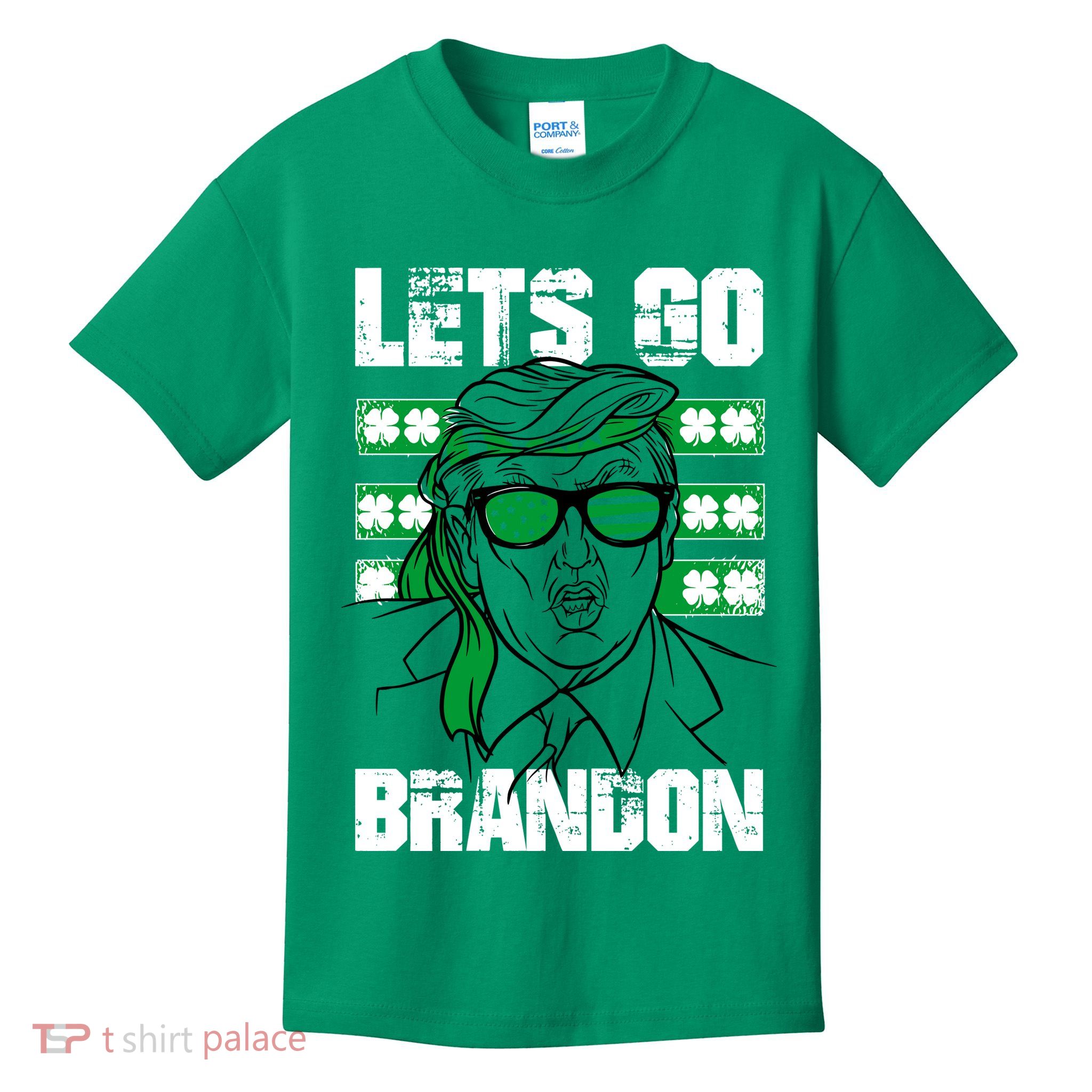 Lets Go Brandon St Patrick's Day Trump Beer America Flag Kids T-Shirt