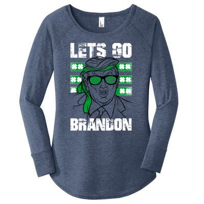 Lets Go Brandon St Patrick's Day Trump Beer America Flag Women's Perfect Tri Tunic Long Sleeve Shirt