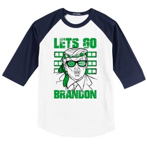 Lets Go Brandon St Patrick's Day Trump Beer America Flag Baseball Sleeve Shirt