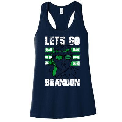 Lets Go Brandon St Patrick's Day Trump Beer America Flag Women's Racerback Tank