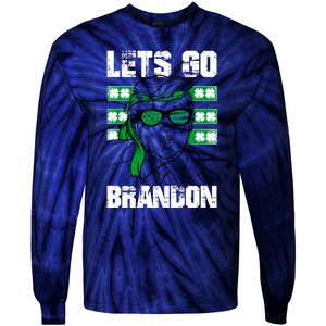 Lets Go Brandon St Patrick's Day Trump Beer America Flag Tie-Dye Long Sleeve Shirt