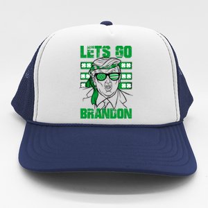 Lets Go Brandon St Patrick's Day Trump Beer America Flag Trucker Hat