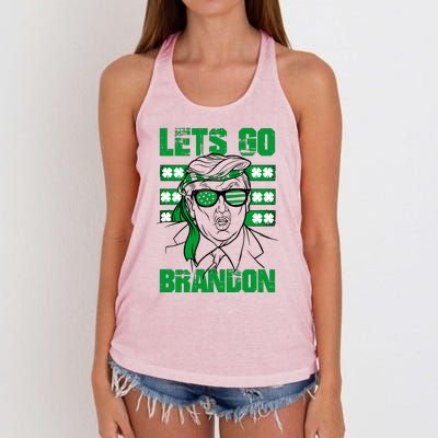 Lets Go Brandon St Patrick's Day Trump Beer America Flag Women's Knotted Racerback Tank