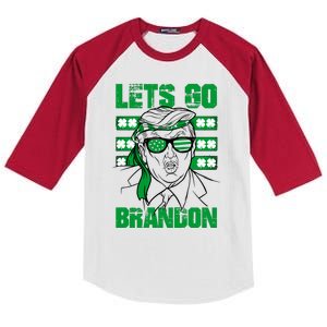 Lets Go Brandon St Patrick's Day Trump Beer America Flag Kids Colorblock Raglan Jersey