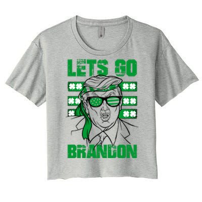 Lets Go Brandon St Patrick's Day Trump Beer America Flag Women's Crop Top Tee