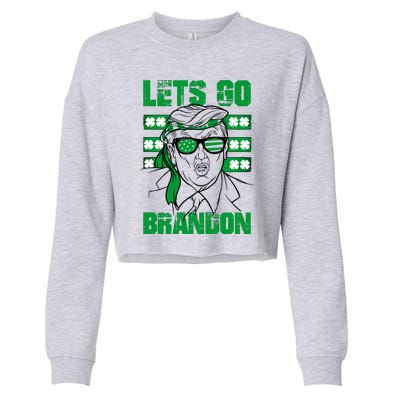 Lets Go Brandon St Patrick's Day Trump Beer America Flag Cropped Pullover Crew