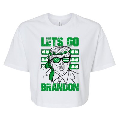 Lets Go Brandon St Patrick's Day Trump Beer America Flag Bella+Canvas Jersey Crop Tee