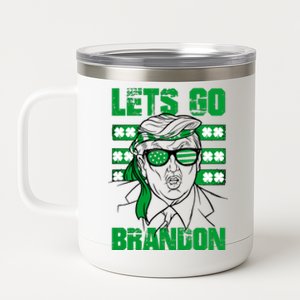 Lets Go Brandon St Patrick's Day Trump Beer America Flag 12 oz Stainless Steel Tumbler Cup