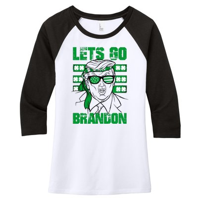 Lets Go Brandon St Patrick's Day Trump Beer America Flag Women's Tri-Blend 3/4-Sleeve Raglan Shirt