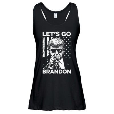 Let’s Go Brandon Conservative USA Flag Funny Donal Trump Ladies Essential Flowy Tank