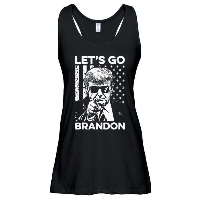 Let’s Go Brandon Conservative USA Flag Funny Donal Trump Ladies Essential Flowy Tank