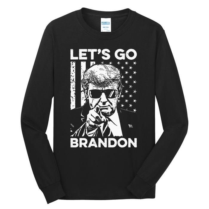 Let’s Go Brandon Conservative USA Flag Funny Donal Trump Tall Long Sleeve T-Shirt