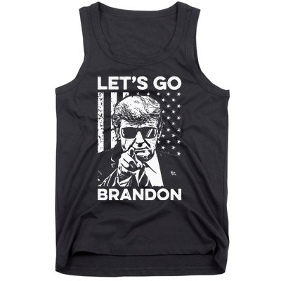 Let’s Go Brandon Conservative USA Flag Funny Donal Trump Tank Top