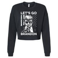 Let’s Go Brandon Conservative USA Flag Funny Donal Trump Cropped Pullover Crew