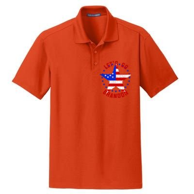 Lets Go Brandon LGB FBJ USA Star Flag Dry Zone Grid Polo