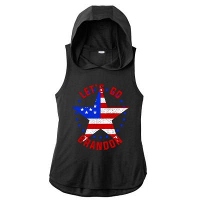 Lets Go Brandon LGB FBJ USA Star Flag Ladies PosiCharge Tri-Blend Wicking Draft Hoodie Tank