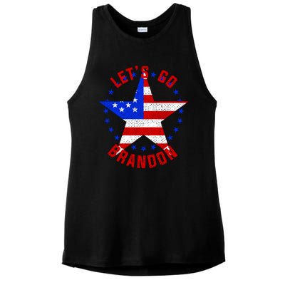 Lets Go Brandon LGB FBJ USA Star Flag Ladies PosiCharge Tri-Blend Wicking Tank