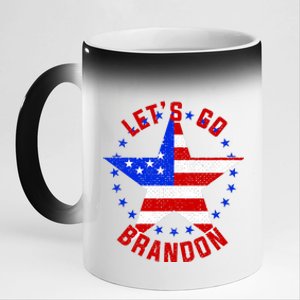 Lets Go Brandon LGB FBJ USA Star Flag 11oz Black Color Changing Mug