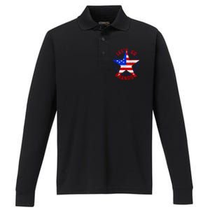 Lets Go Brandon LGB FBJ USA Star Flag Performance Long Sleeve Polo