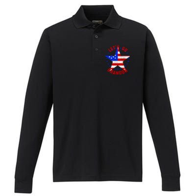 Lets Go Brandon LGB FBJ USA Star Flag Performance Long Sleeve Polo