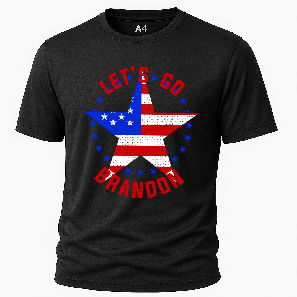 Lets Go Brandon LGB FBJ USA Star Flag Cooling Performance Crew T-Shirt