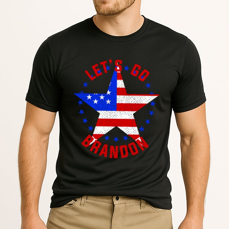 Lets Go Brandon LGB FBJ USA Star Flag Cooling Performance Crew T-Shirt