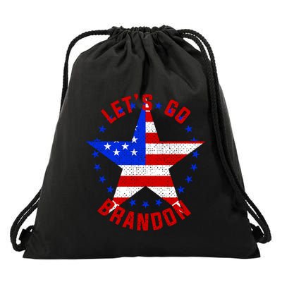 Lets Go Brandon LGB FBJ USA Star Flag Drawstring Bag