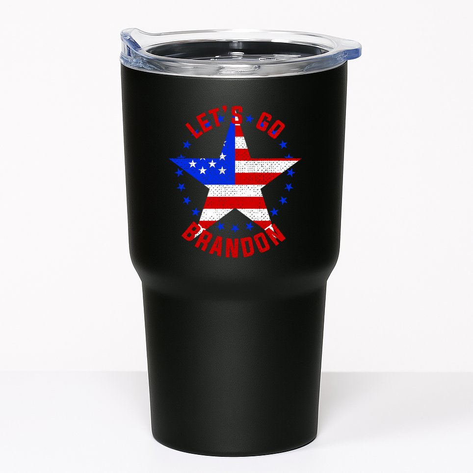 Lets Go Brandon LGB FBJ USA Star Flag Tumbler