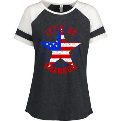 Lets Go Brandon LGB FBJ USA Star Flag Enza Ladies Jersey Colorblock Tee